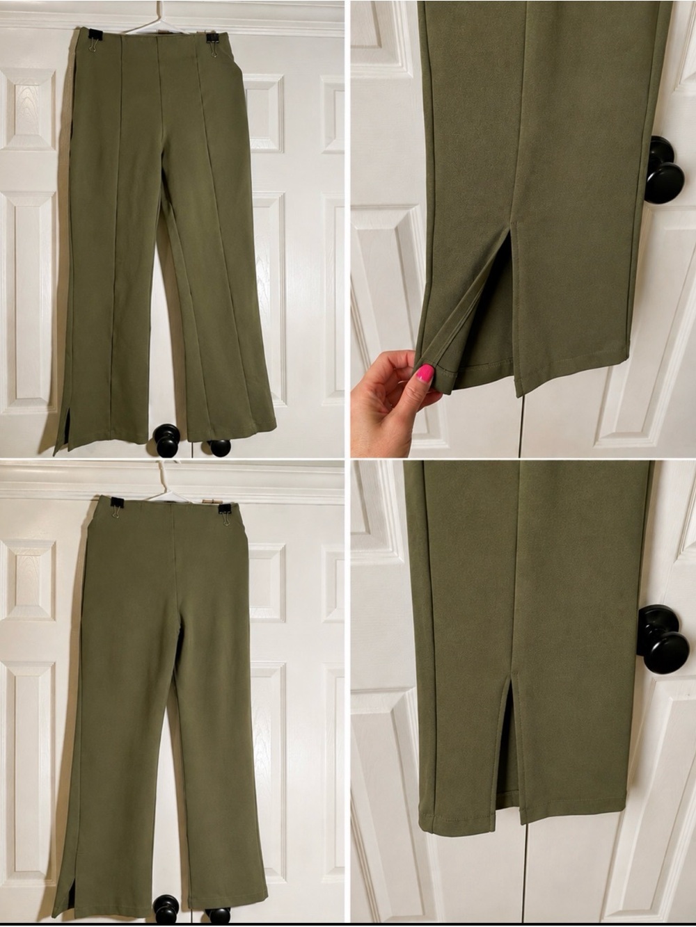 Abercrombie & Fitch Women’s Split Hem Flare Pants Olive Green Size L